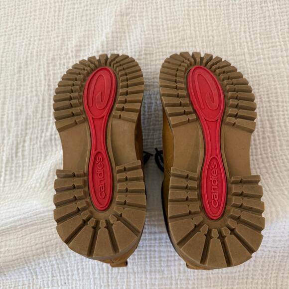 Candies Chunky Moc Oxford Size 7.5 Lug Sole Lace Up 90s Y2k Wheat Yellow Leather - Picture 10 of 13